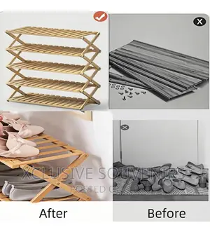 Free Standing Foldable Bamboo Wooden Shoe Rack