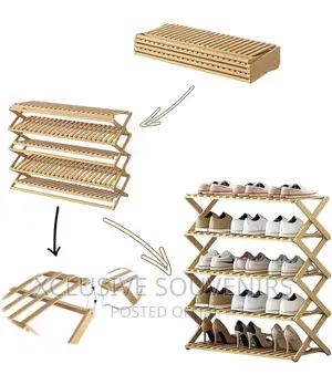 Free Standing Foldable Bamboo Wooden Shoe Rack