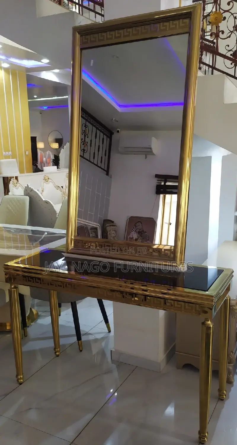 Luxury Golden Gucci Console Mirror With Standing Table