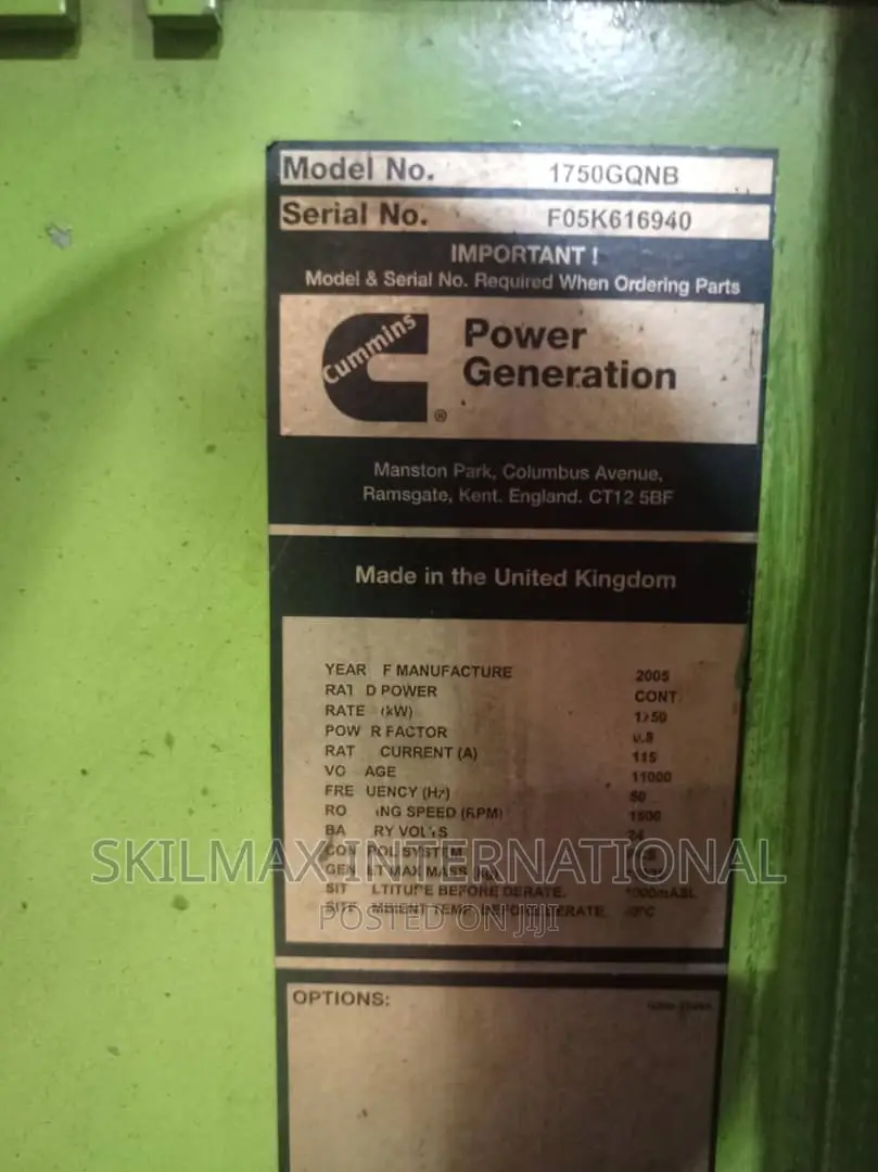 1750kva Cummins Gas Generator