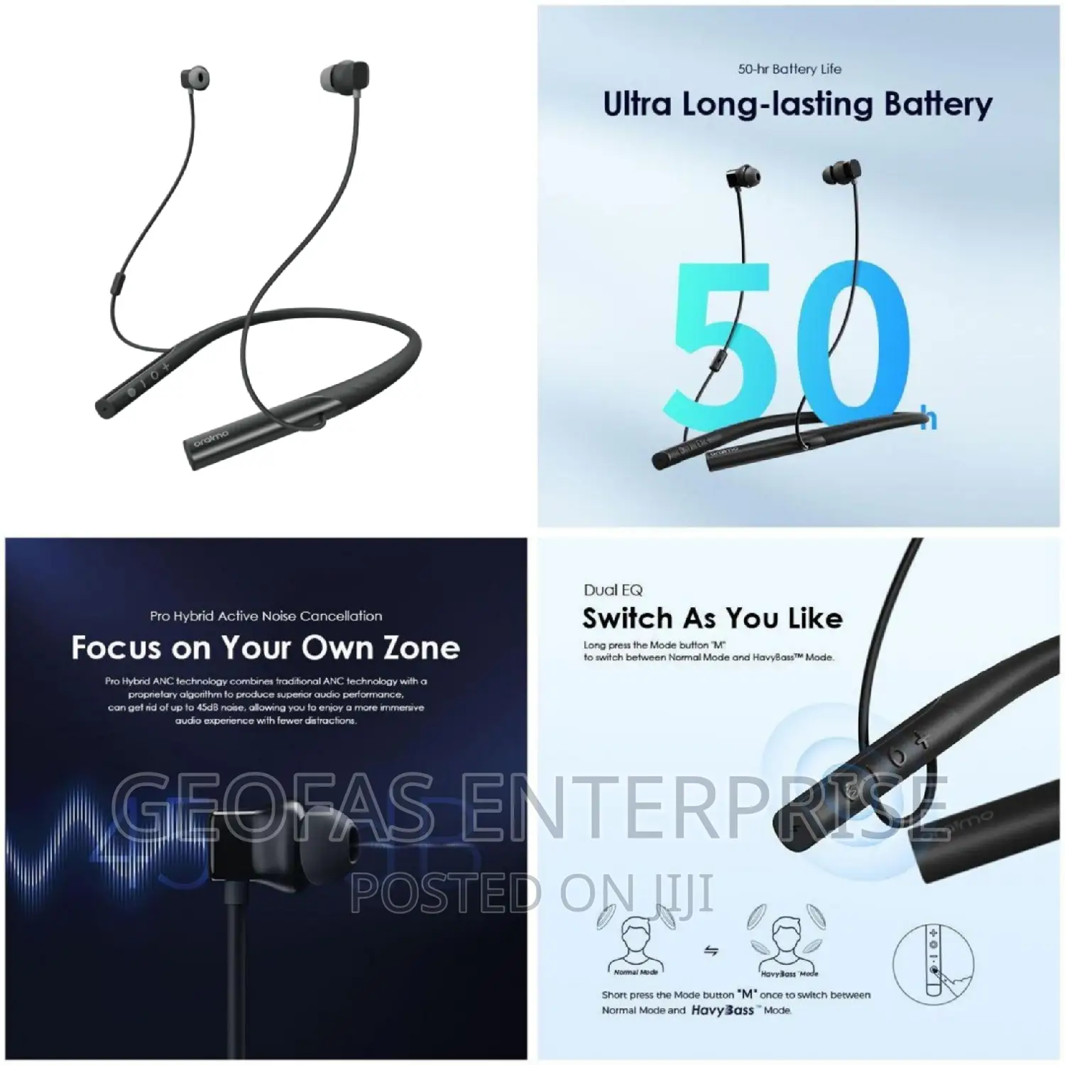Oraimo Wireless Necklace Pro Hybrid Neckband Headphone