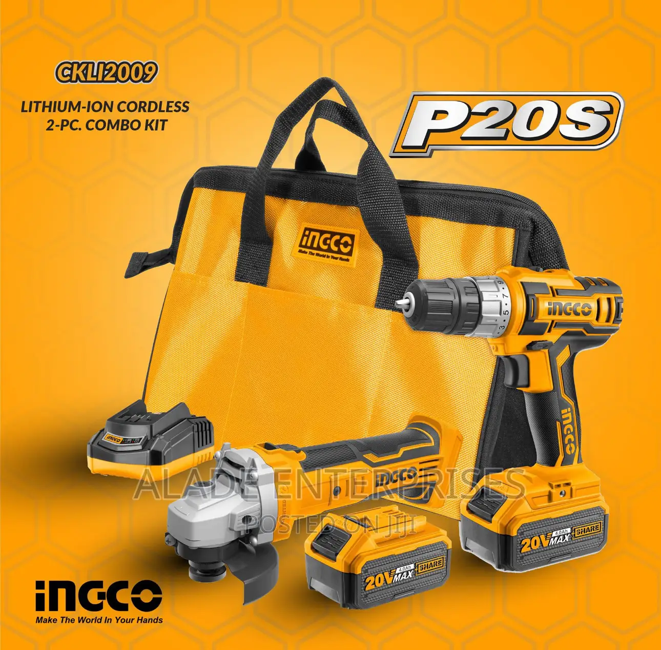 INGCO Cordless Angle Grinder and Drill 2PC Combo Kit QUALITY