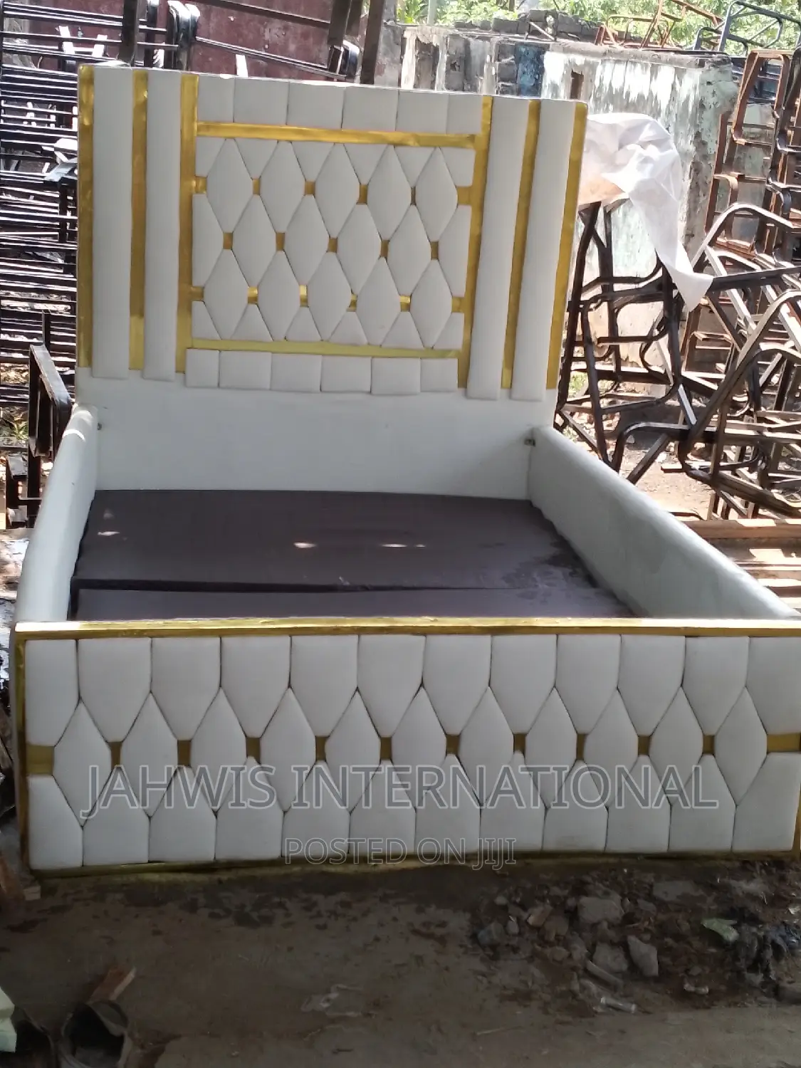 Off-White Color 4.5by6ft Bed Frame