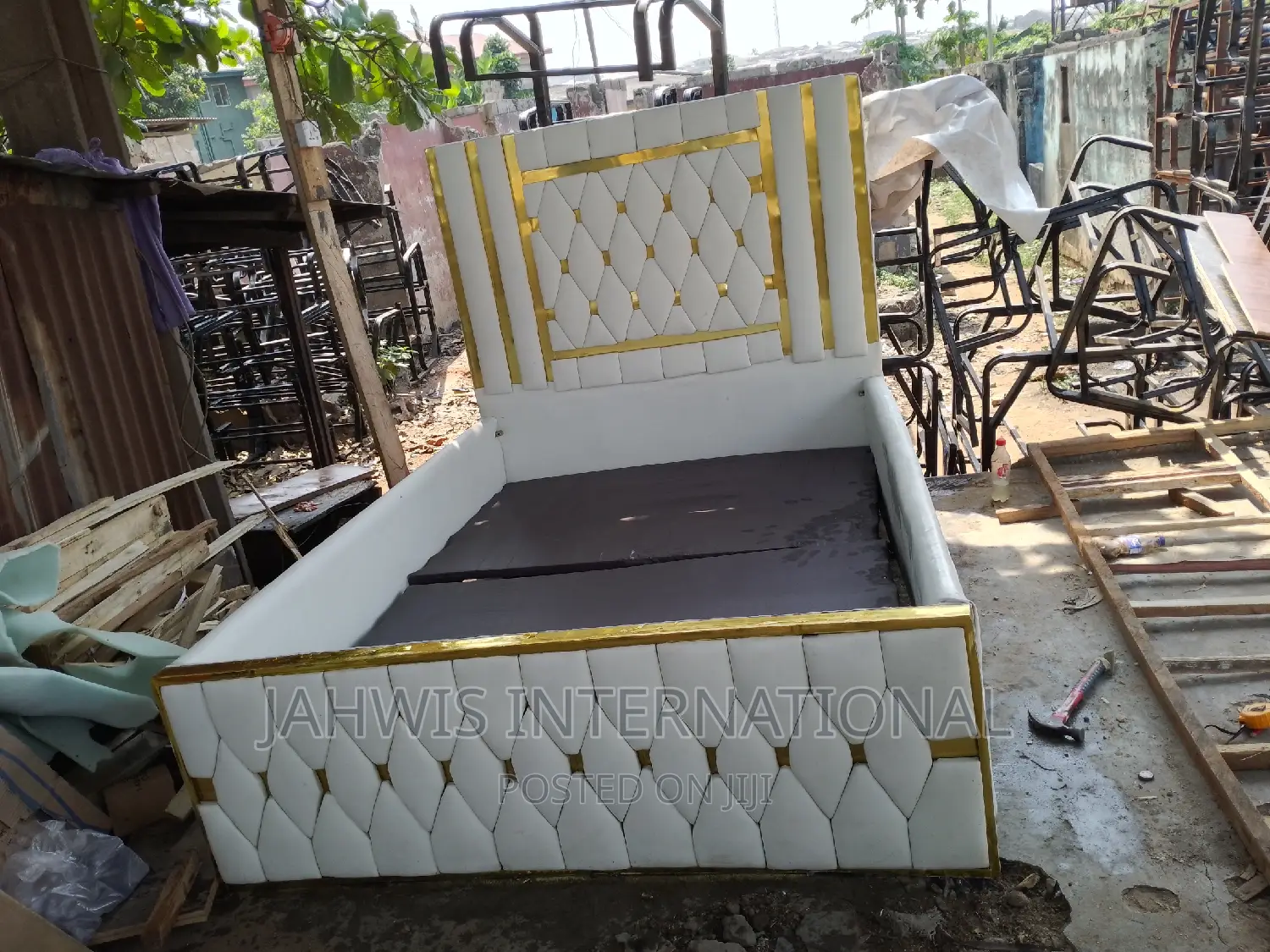 Off-White Color 4.5by6ft Bed Frame