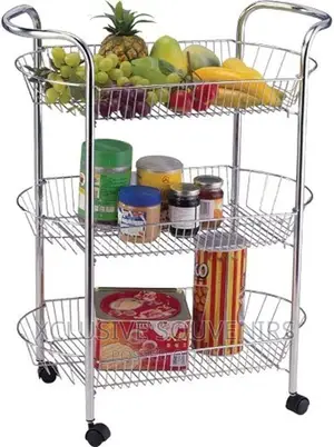 3 Tier Stainless Steel Rolling Cart With Handle