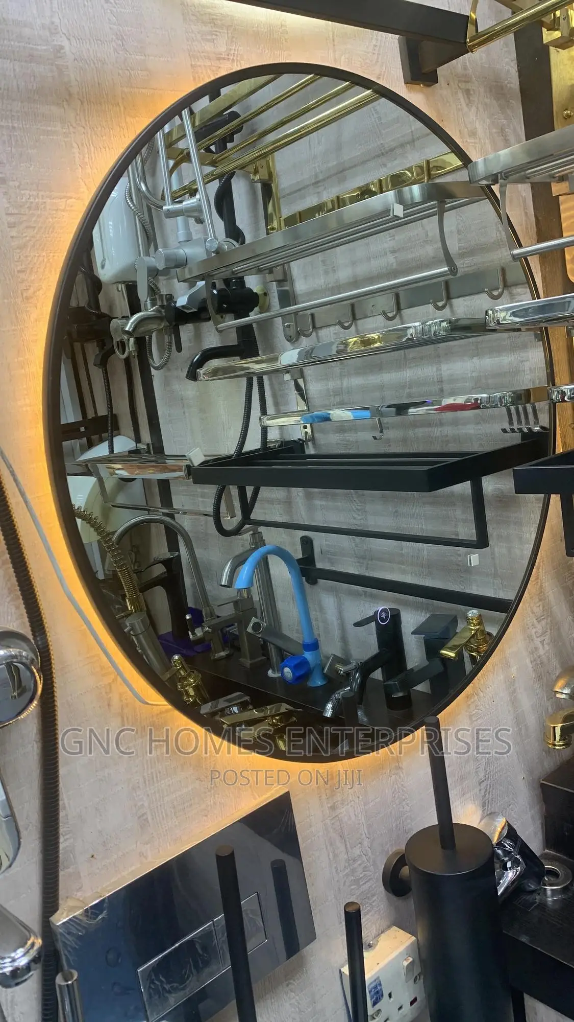 LED Frame Mirror Black 70cm
