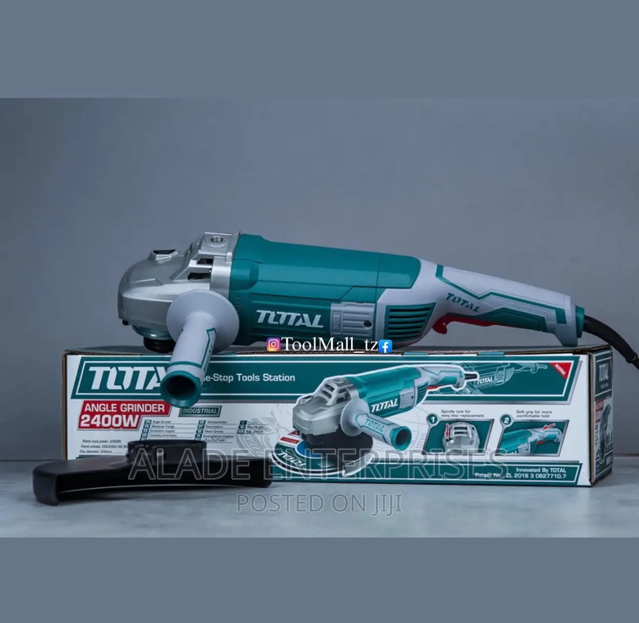Total Tools 2400w Industrial Angle Grinder, Auxiliary Handle