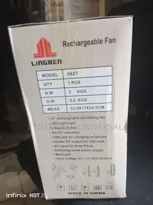 Solar Powered Rechargeable Fan, Solar Panel Extra 3 Bulbs