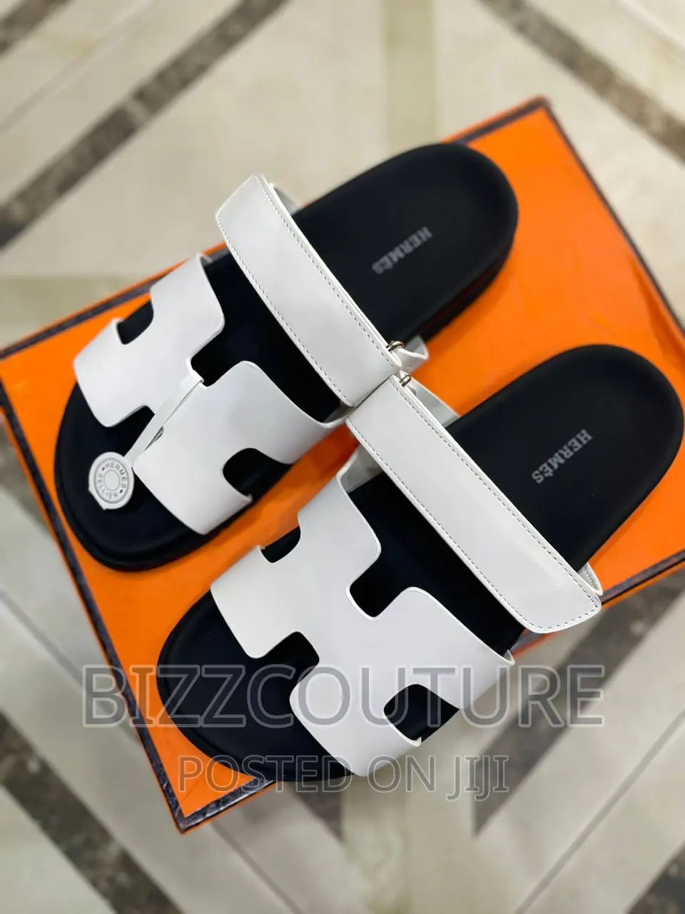 Original HERMES Leather Slippers Available in Store