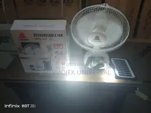 Solar Powered Rechargeable Fan, Solar Panel Extra 3 Bulbs