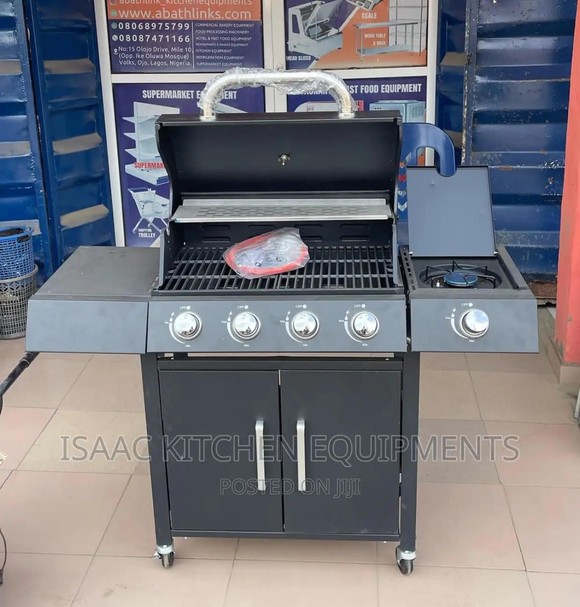 4burner BBQ Grill With Side Cooker