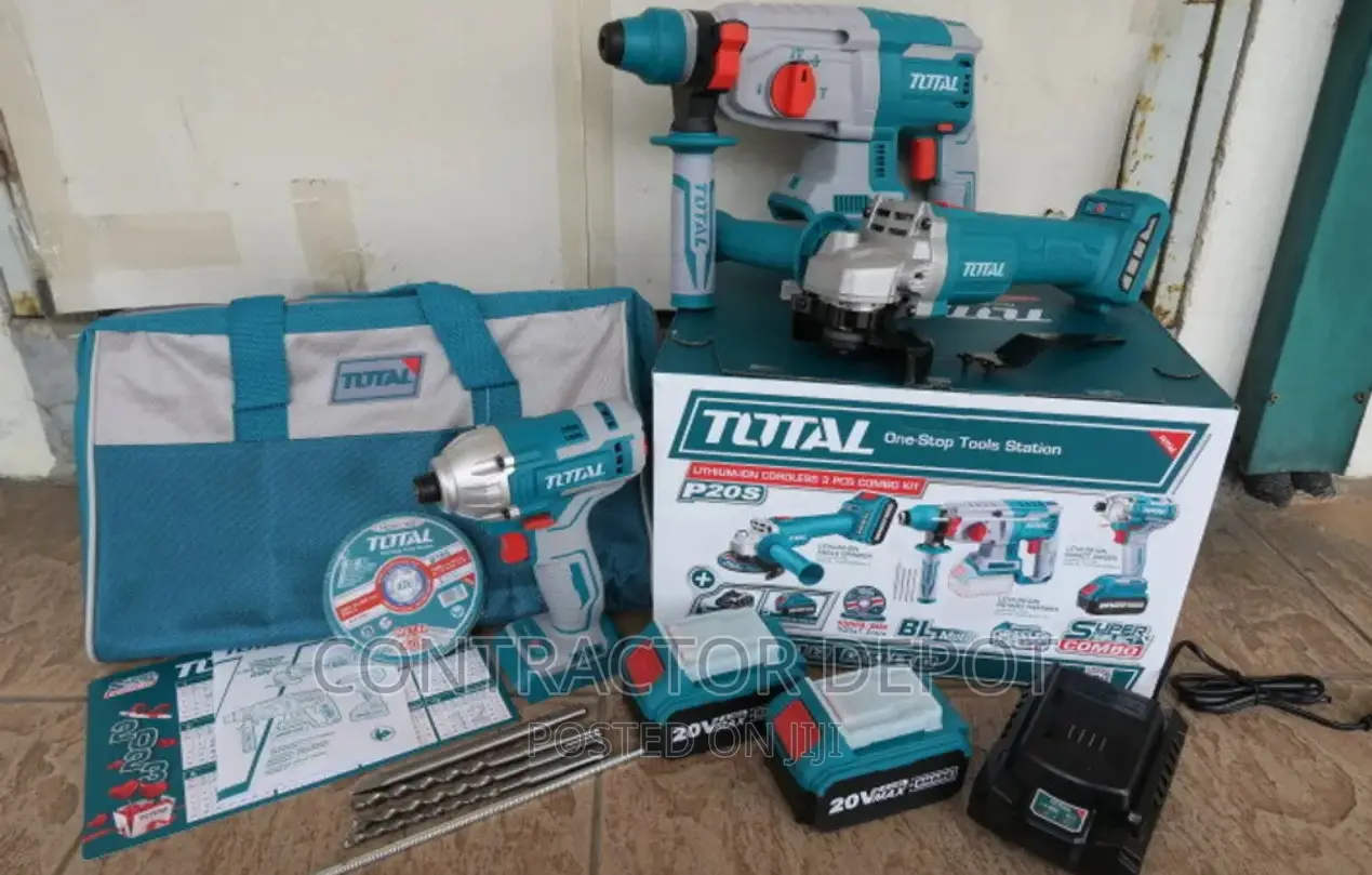 Total 3pcs Cordless 20V Li-Ion Brushless Combo Kit Set