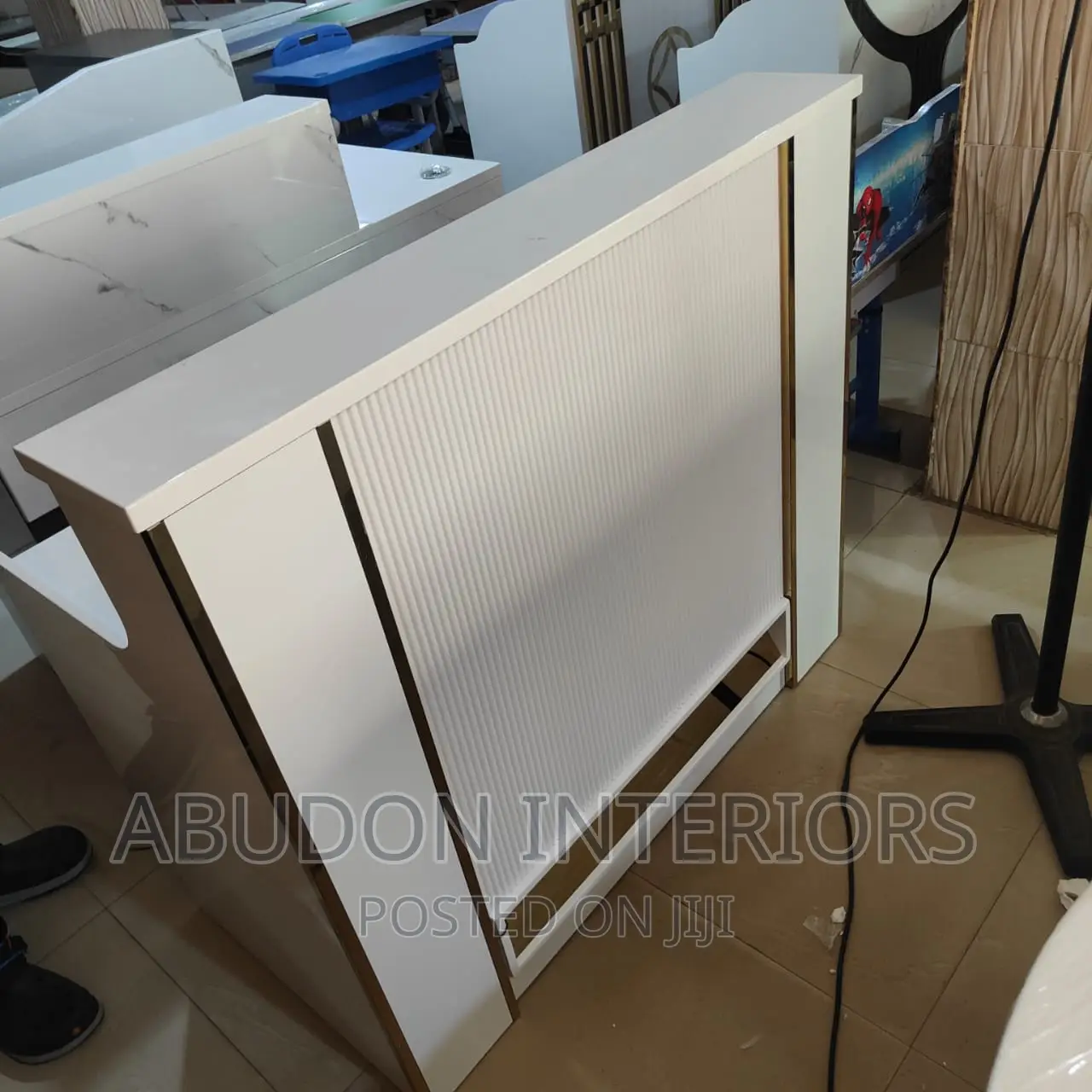 White Receptionist Station