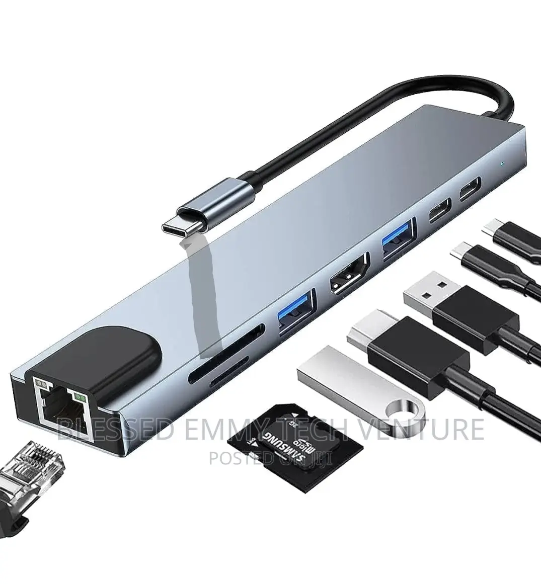 USB C Hub, 8 in 1 Type C Hub Adapter With HDMI, PD Power