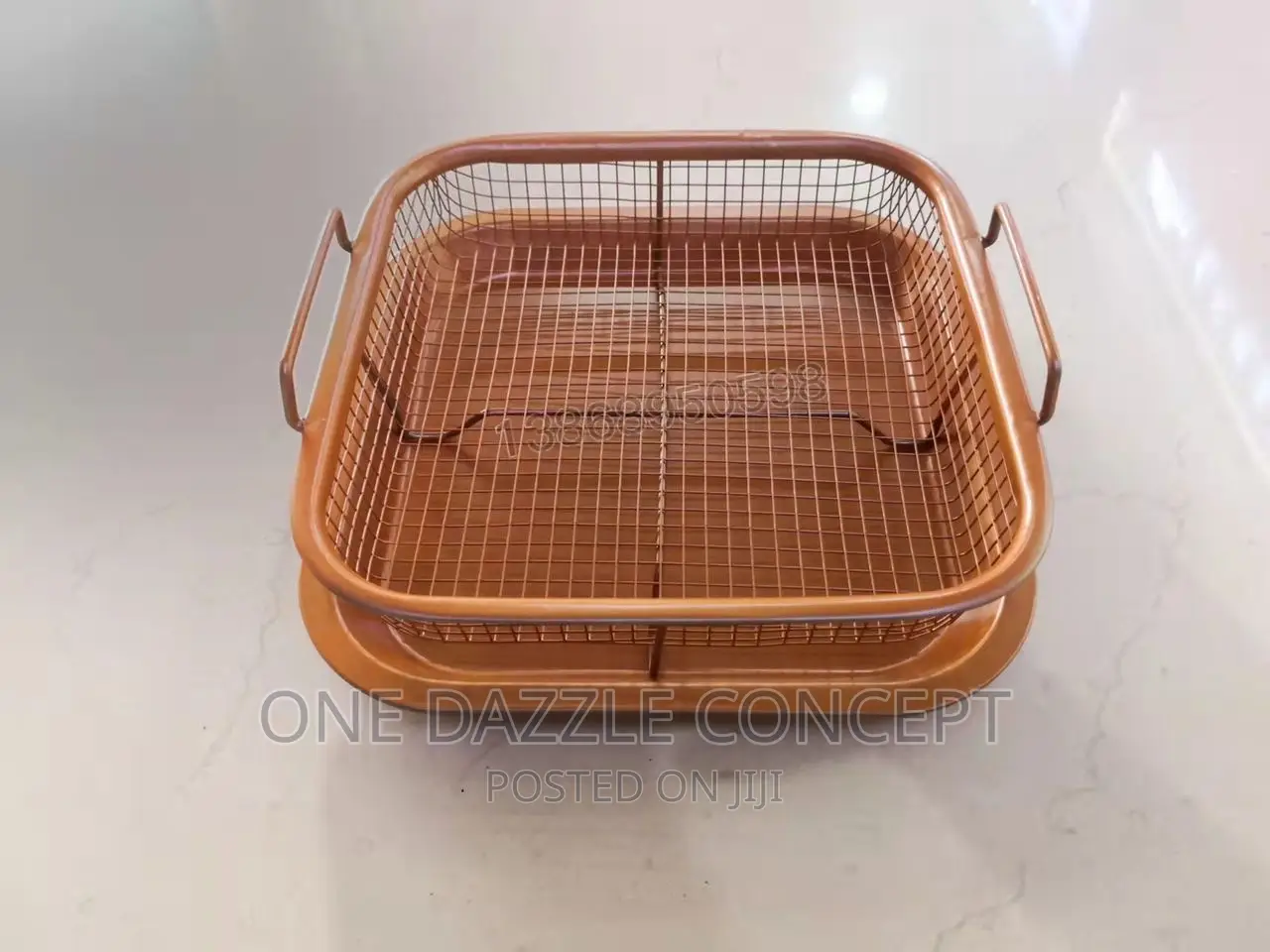 2pcs Rectangular Copper Crisper Oven Mesh Baking Tray