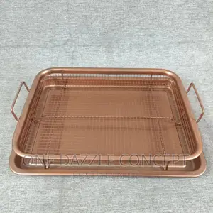 2pcs Rectangular Copper Crisper Oven Mesh Baking Tray