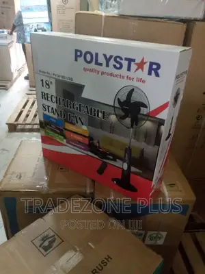 Polystar 18 Inch Rechargeable Stand Fan +Remote = Pv3018b