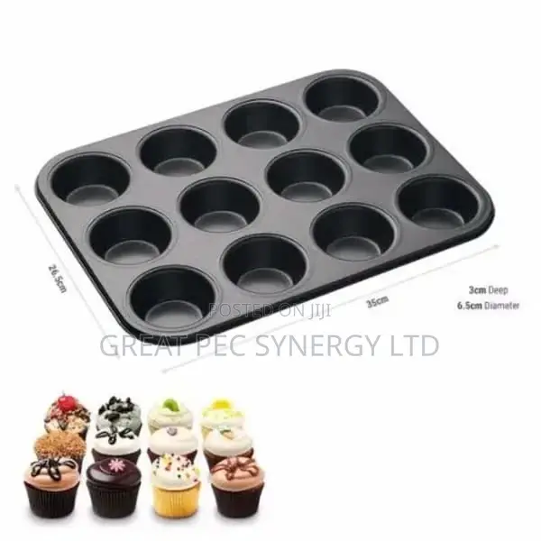 Non Stick Cupcake Baking Trays - 12 Cups