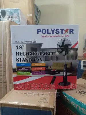 Photo - Brand New 18inch Polystar Rechargeable Standing Fan.Pv3018b