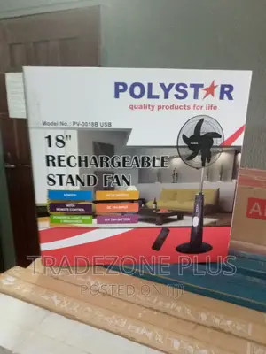 New Polystar 18 Inch Rechargeable Standing Fan =Pv3018b