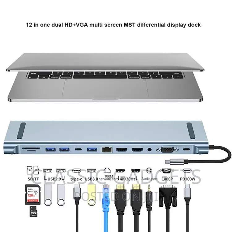 12 in 1 Usb-C Type-C to Usb Multifunctional Docking Station