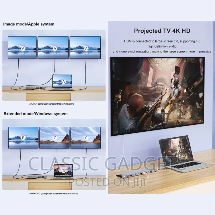12 in 1 Usb-C Type-C to Usb Multifunctional Docking Station