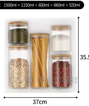 5 Set Round Glass Container