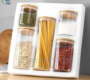 5 Set Round Glass Container