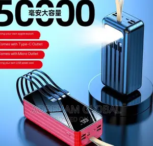 50,000mah Power Bank Powerbank With Torchlight Charging Cord