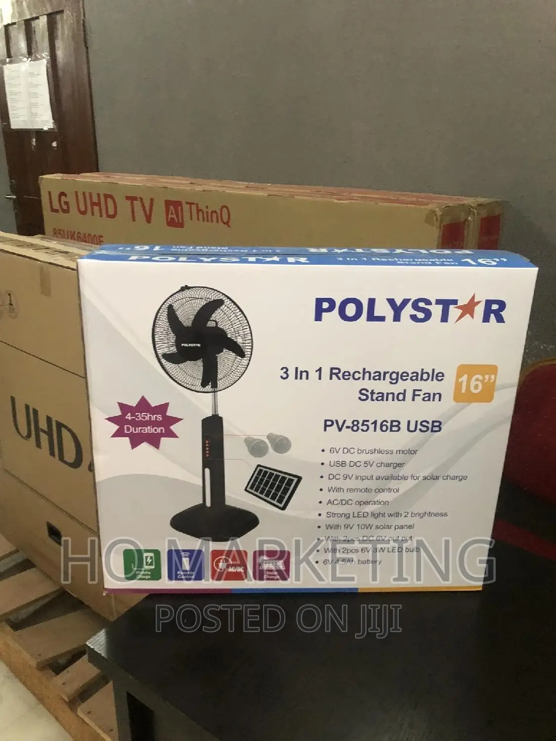 Polystar 3 in 1 Rechargeable Standing Fan 16"