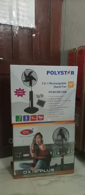Photo - Durable (Pv-8516b) Polystar Rechargeable Standing Fan