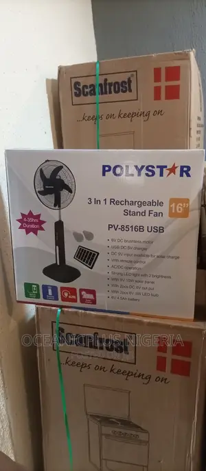 Durable (Pv-8516b) Polystar Rechargeable Standing Fan