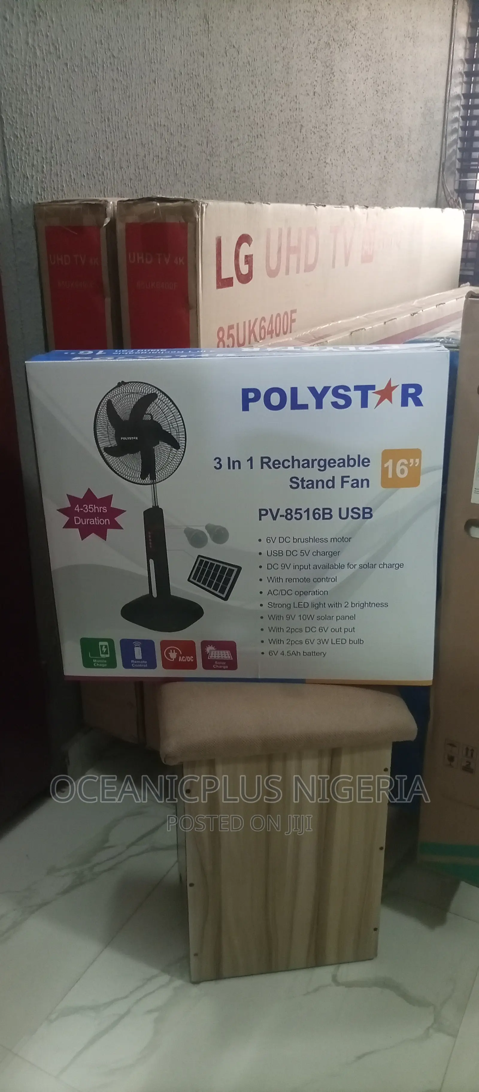 Remote Control Polystar 16inches Rechargeable Fan