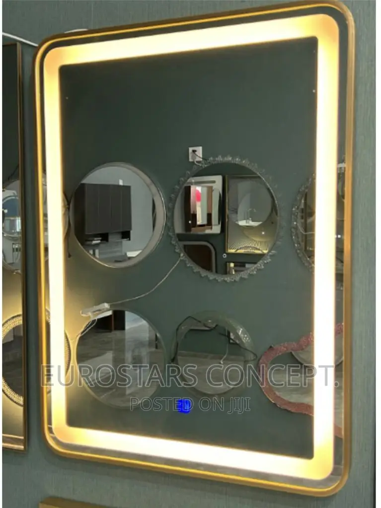 Gold Frame Mirror With LED Lights