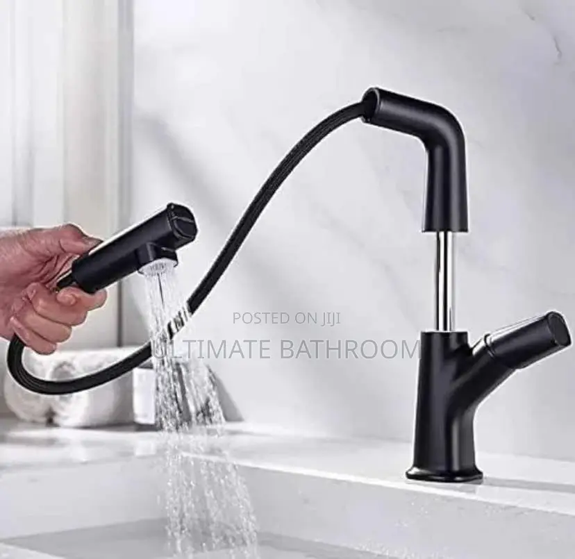 Black Adjustable Basin Mixer Tap
