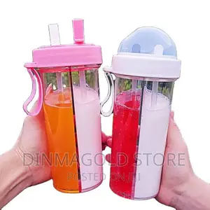 Water Bottle Dual Straw