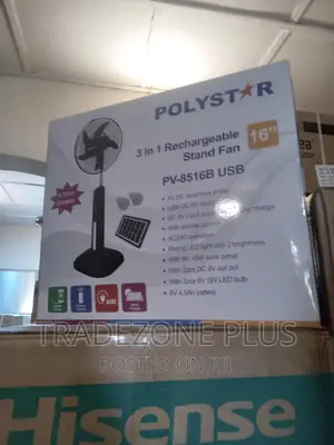 Polystar Rechargeable Standing Fan 16'' Pv8516b-3 in 1