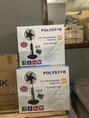 16" Rechargeable Fan Polystar ( With 2 Led Bulb Solar)