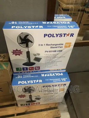 Polystar 16 Inches Rechargeable Fan (Solar Panel)