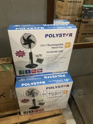 Photo - Solar Panel - Polystar 16 Inches Rechargeable Fan