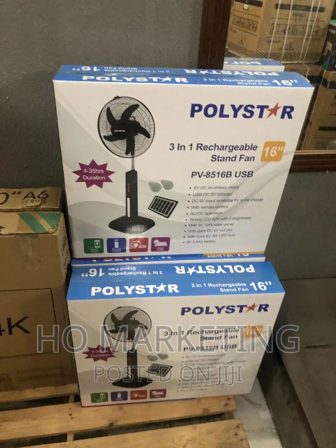 Solar Panel - Polystar 16 Inches Rechargeable Fan