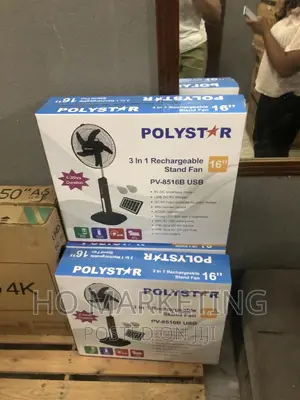Polystar Rechargeable Fan 16 Inches ( Solar Panel, Bulb)