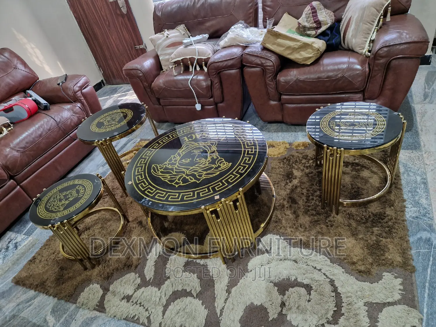 Set Of Versace Centre Table With 3 Side Stools