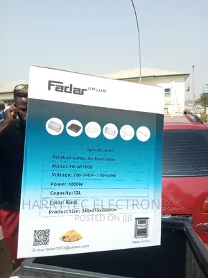 Fadar Air Fryer 12 Litrs Black Color With 2 Years Warranty