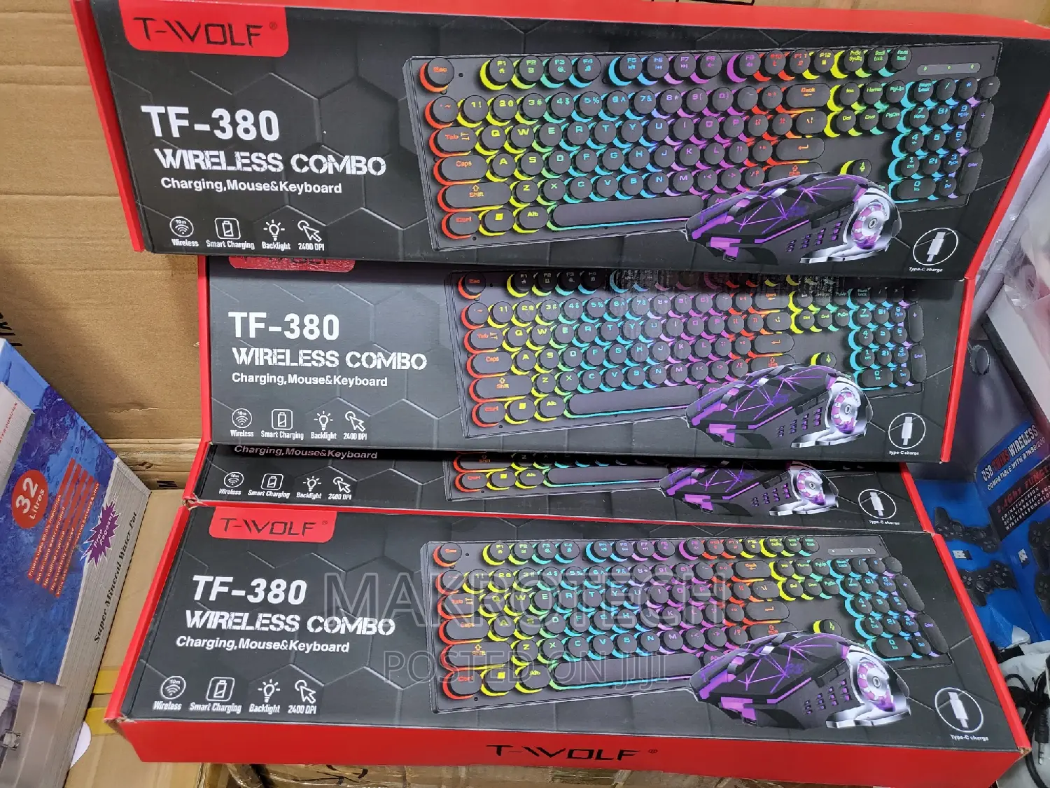TF-380 Rechargeable RGB Wireless Keyboard Mouse With Light