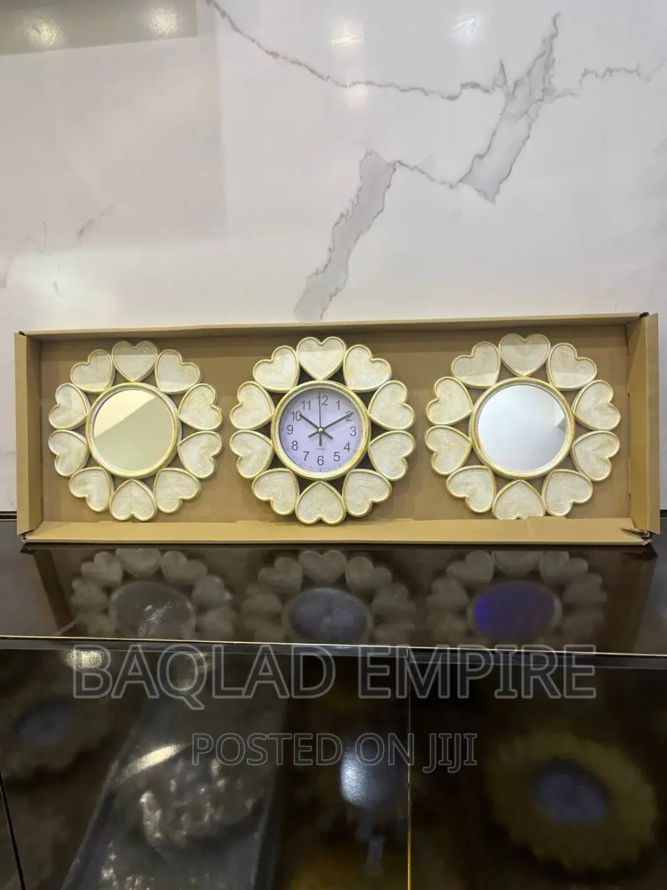 3 in 1 Luxury Design Wall Clock (Cream)