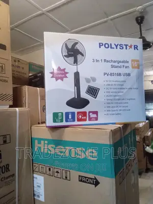 Brand New Polystar 16'' Rechargeable Standing Fan{ Pv8516b}