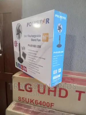 Polystar Standing Fan 16'' Pv8516b Rechargeable+Remote