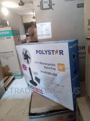 Durable Polystar 16'' Rechargeable Standing Fan =Pv8516b