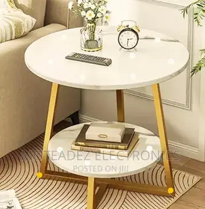 Big Size Classic Corner Side Round Table W/Gold Plated Base